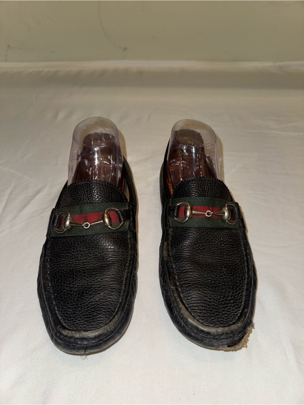 Gucci Horsebit Web Black Leather Slip-On Loafers - Men’s US Size 8 Made in Italy